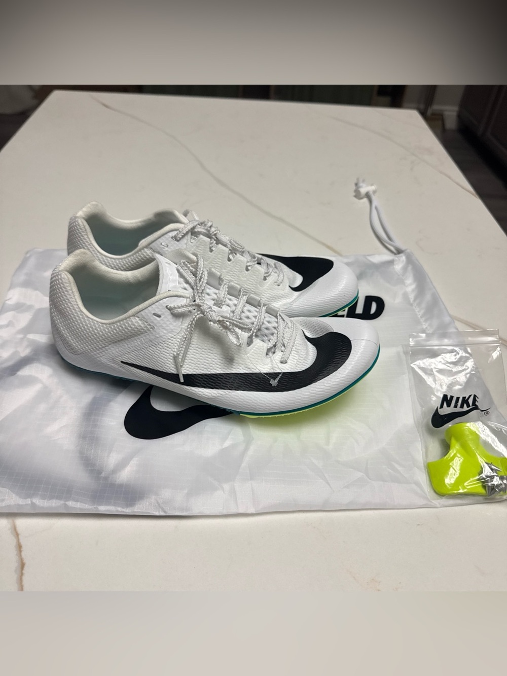 Nike Zoom Rival Sprint White Black Bright Spruce Mens 9 FZ9663-102